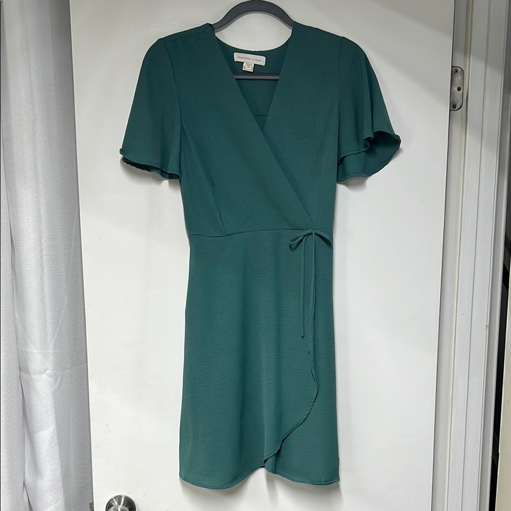 Monteau Teal Wrap Mini Dress
